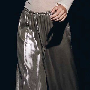 Chic Wide-Leg Shimmery Drawstring Pants. H&M. Sz Sm. NWT.